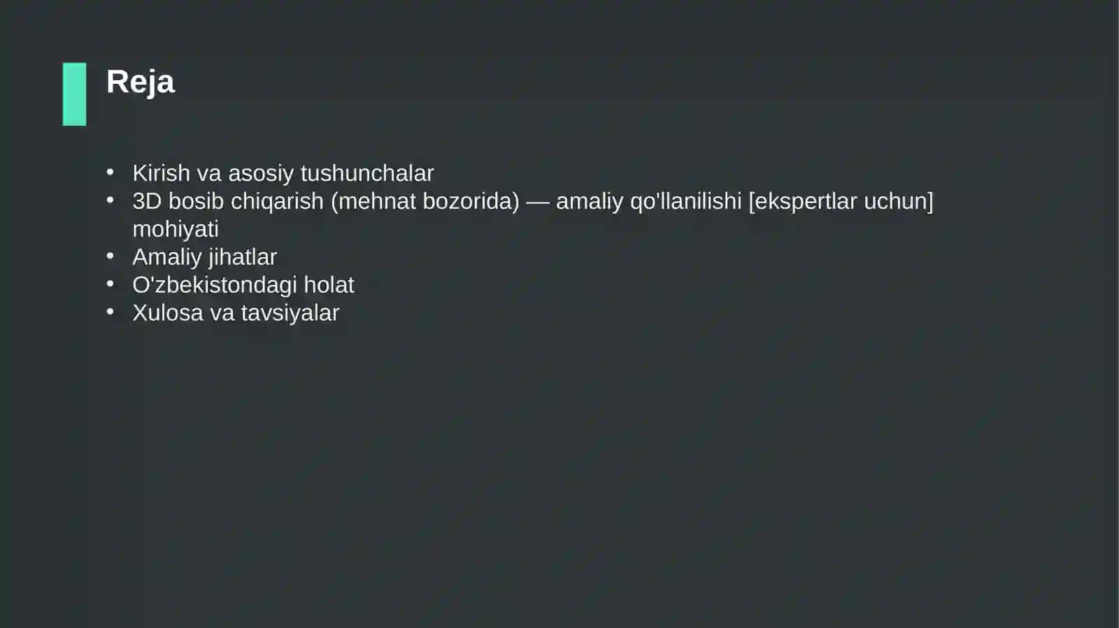 3D bosib chiqarish (mehnat bozorida) — amaliy qo'llanilishi [ekspertlar uchun] 2