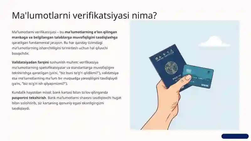 Ma'lumotlarni tekshirish va verifikatsiya qilishning asosiy bosqichlari. 2