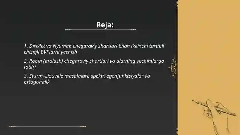 Chegaraviy shartli oddiy differensial tenglamalarni yechish 2