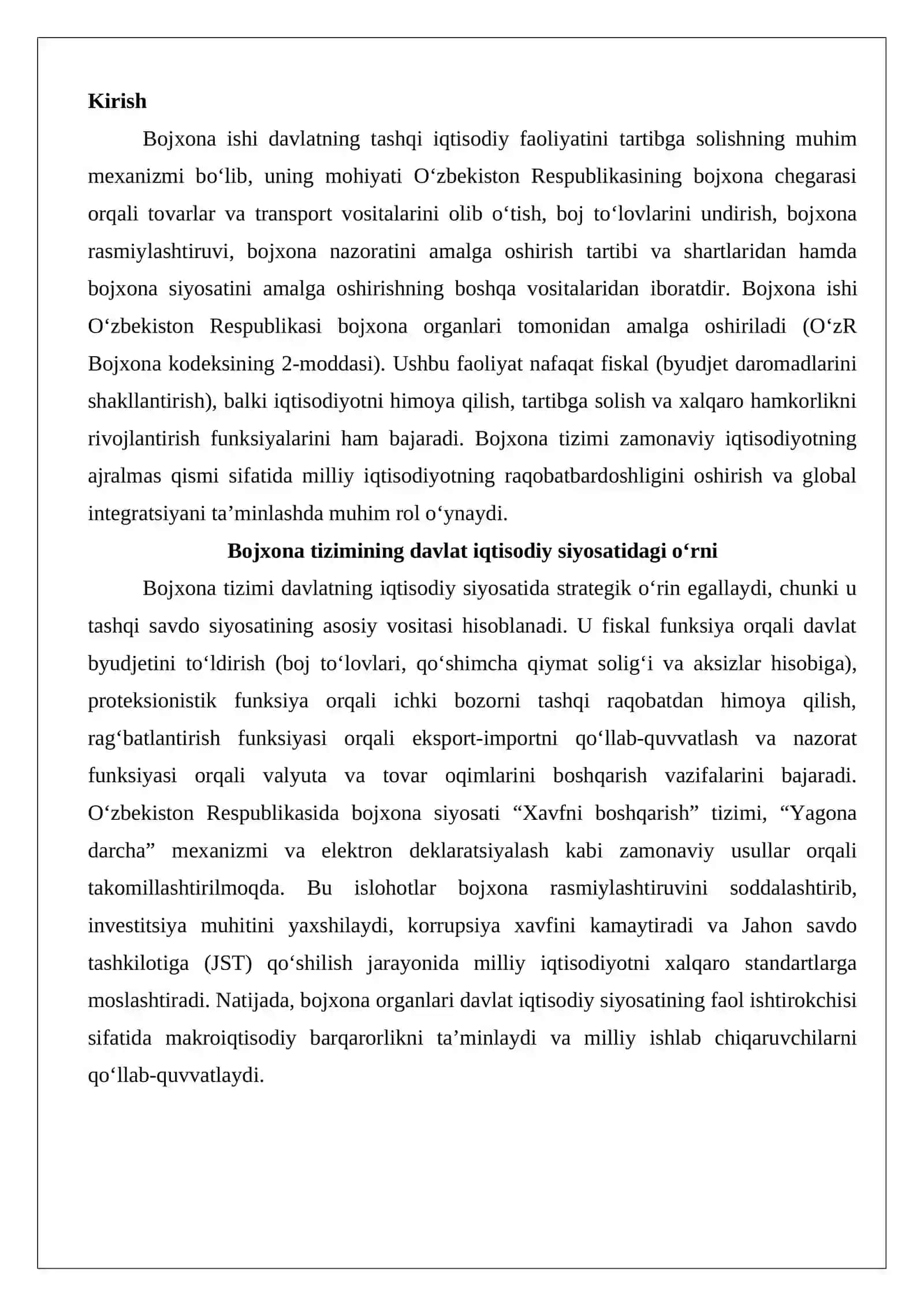 Bojxona ishining mohiyati va iqtisodiyotdagi ahamiyati 2
