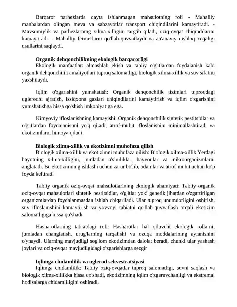 Ekologik Tabiiy Oziq Ovqat Mahsulotlarining Tabiatdagi Roli 2