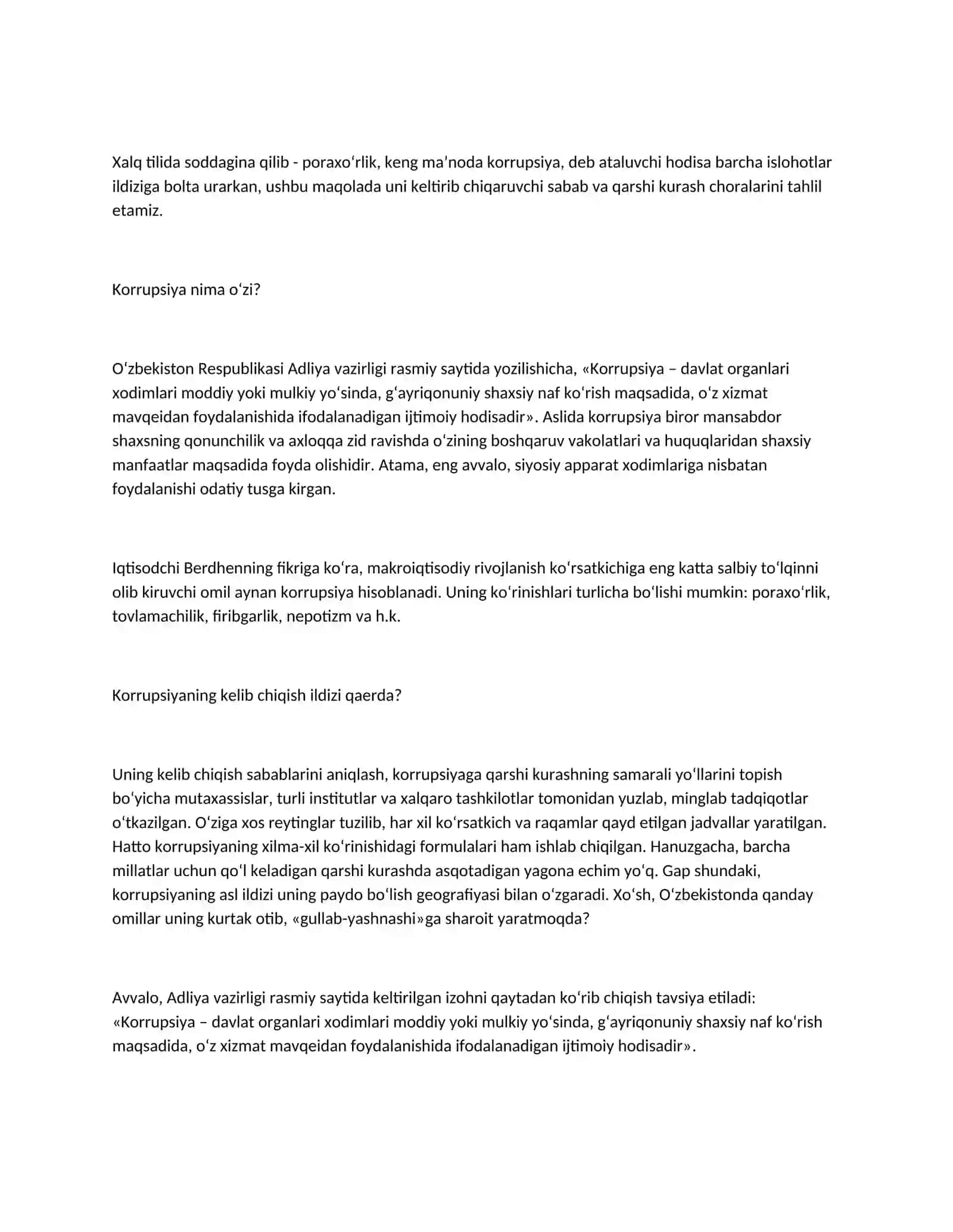 Korrupsiya tushunchasi, uning illatlari va ko‘rinishlari 2