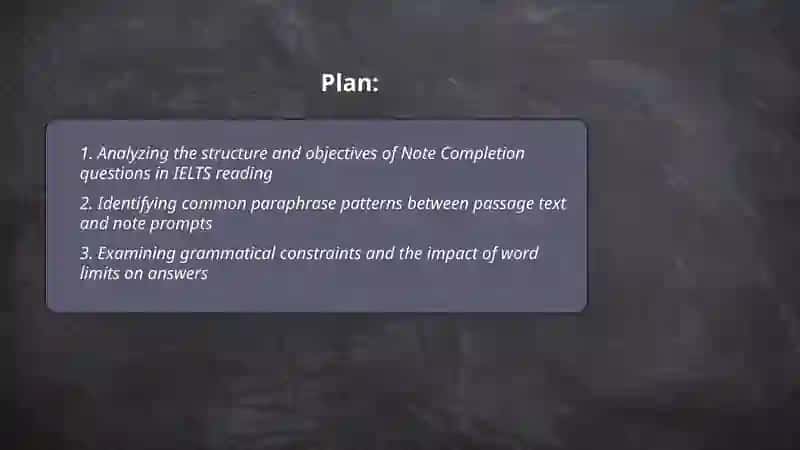 Analytical Task on Note Completion in IELTS Reading 2