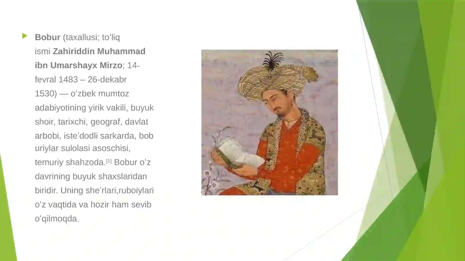 Zahiriddin Muhammad Bobur hayoti va ijodi 2