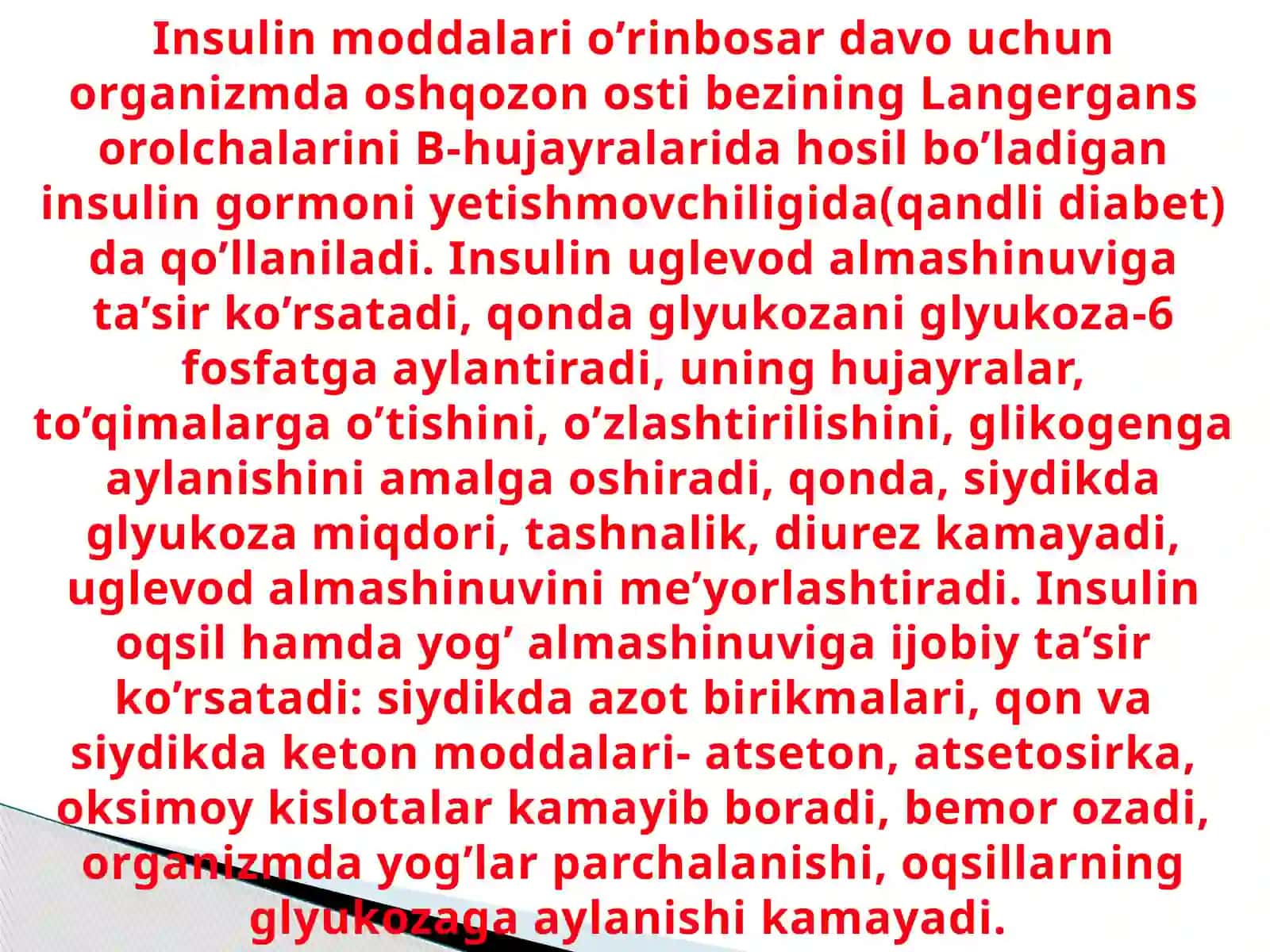 Qandli diabetda qo'llaniluvchi moddalar 2