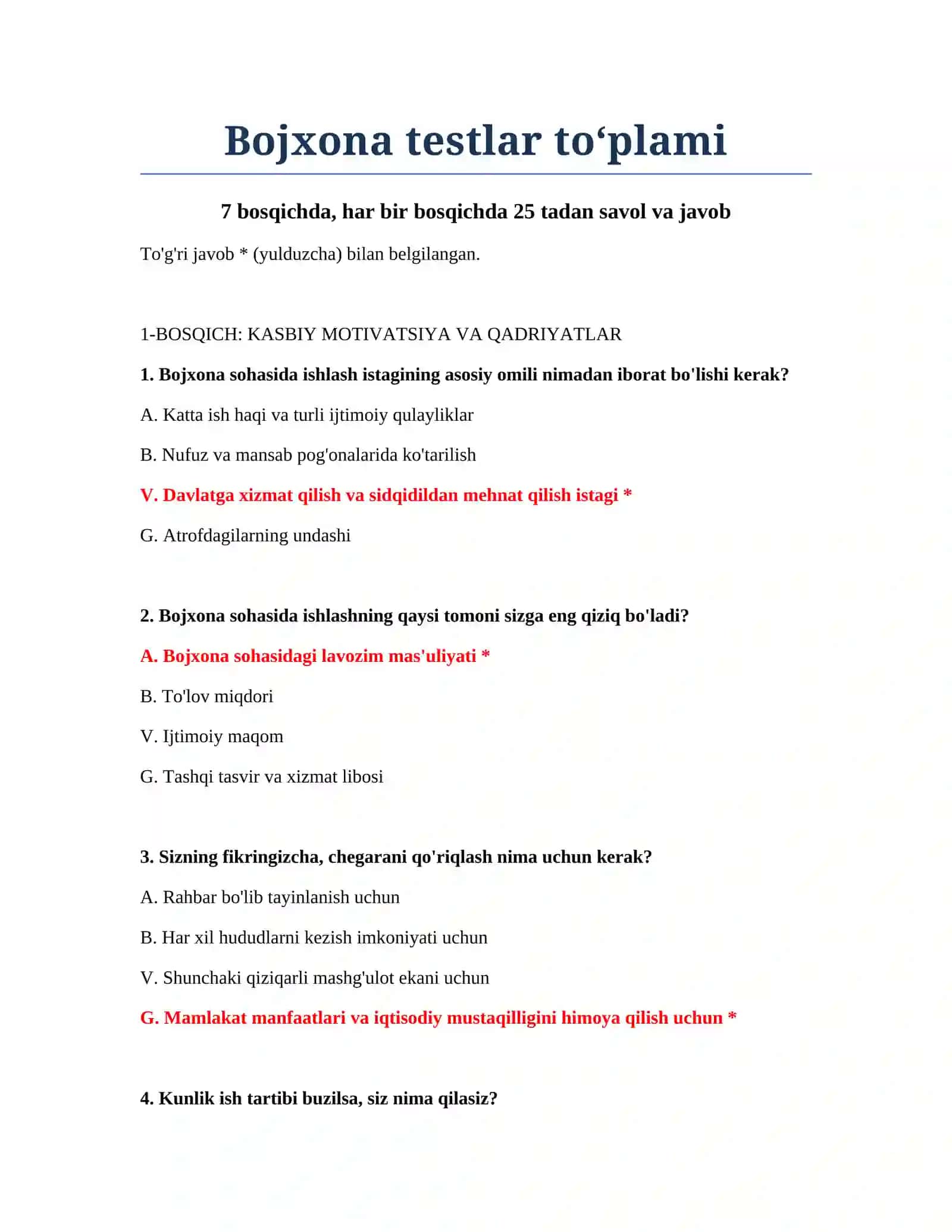 Bojxona testlar to‘plami 2