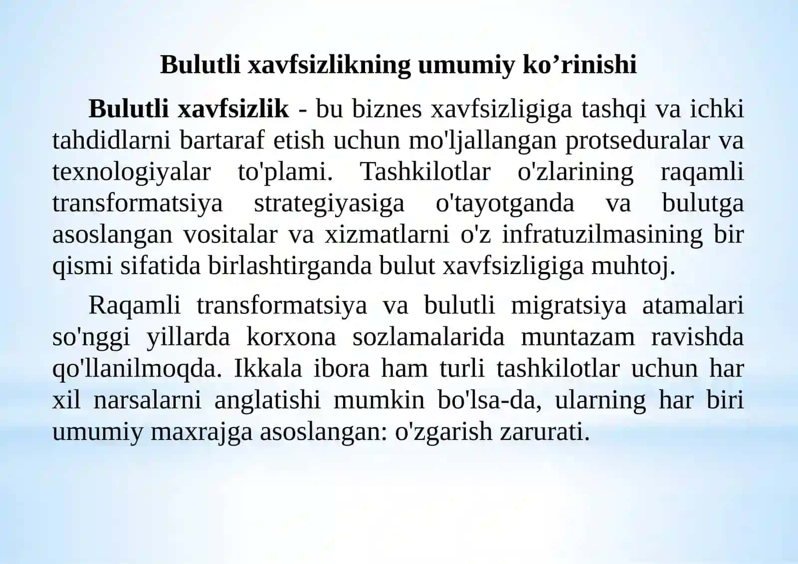 Bulutli xavfsizlikning umumiy ko’rinishi 2