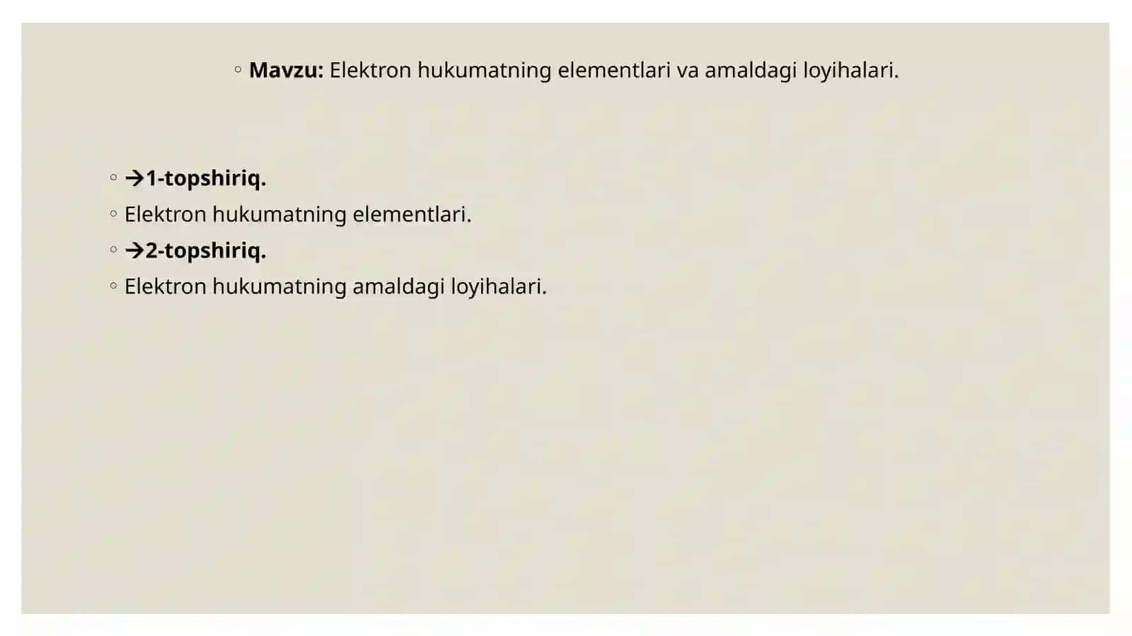 Elektron hukumatning elementlari va amaldagi loyihalari 2