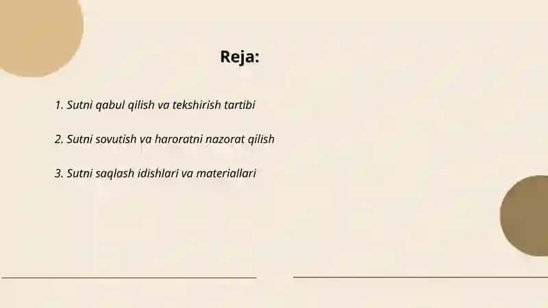 Sutni saqlashni tashkil etish 2