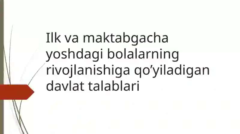Ilk va maktabgacha yoshdagi bolalar rivojlanishi ta'lim tadbirlari 2