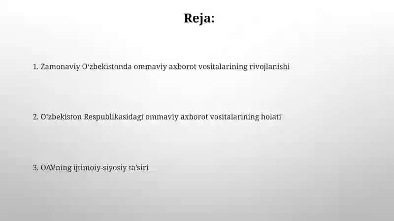 O'zbekiston Respublikasida ommaviy axborot vositalari faoliyati 2