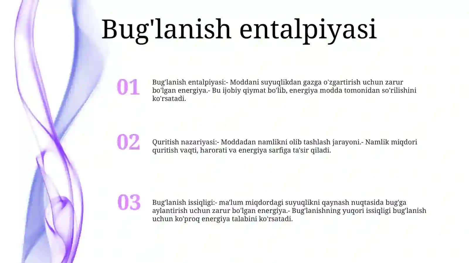 Suyuqlik Va Quruq Toyingan Bugning Asosiy Parametrlari Bug Hosil Qilish Issiqligi 2