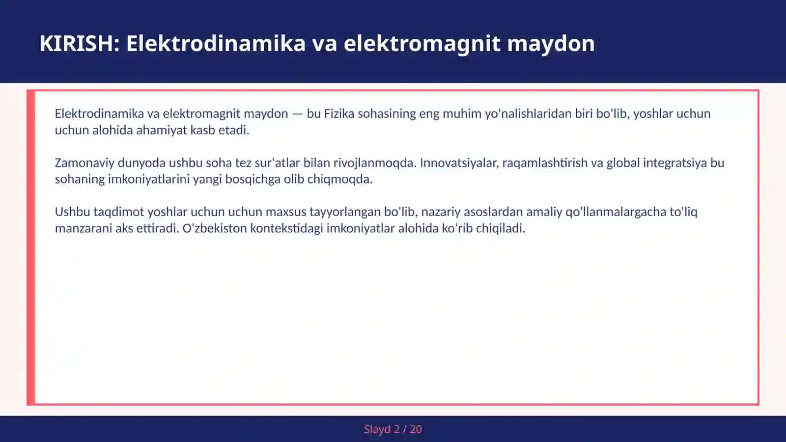 Elektrodinamika va elektromagnit maydon 2
