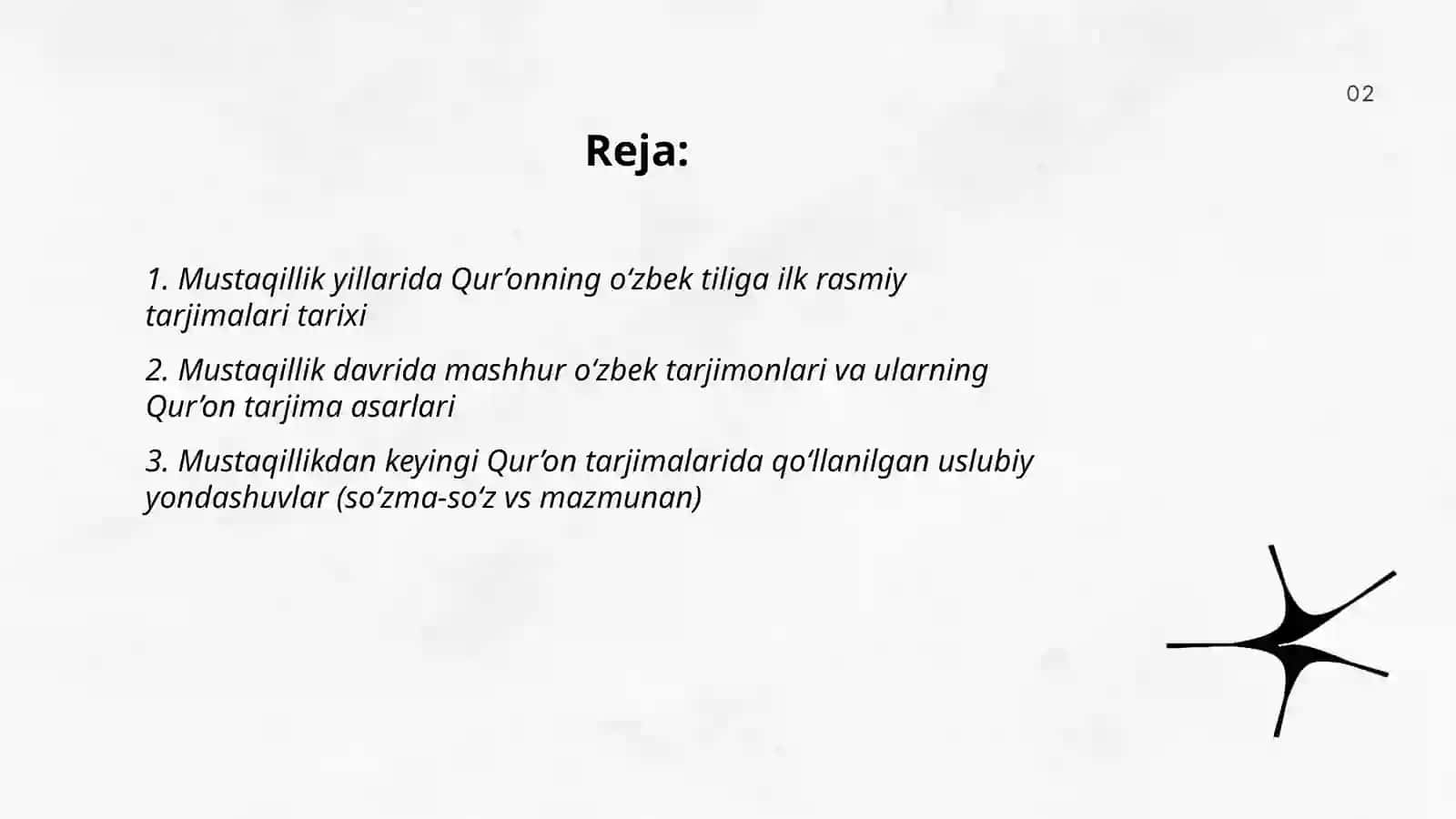 Mustaqillik yillarida Qur’onning oʻzbek tiliga tarjima qilinishi va tafsirlari haqida 2