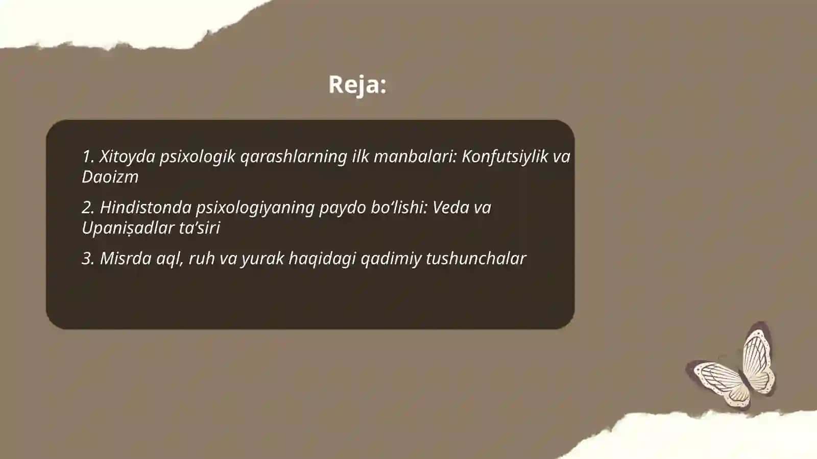 Xitoy Hindiston va Misrda psixologik qarashlarning paydo boʻlishi 2