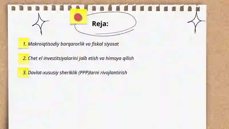 Davlat investisiya siyosatining asosiy yonalishlari 2