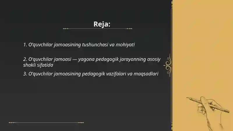 Oʻquvchilar jamoasi yagona pedagogik jarayonning asosiy shakli 2