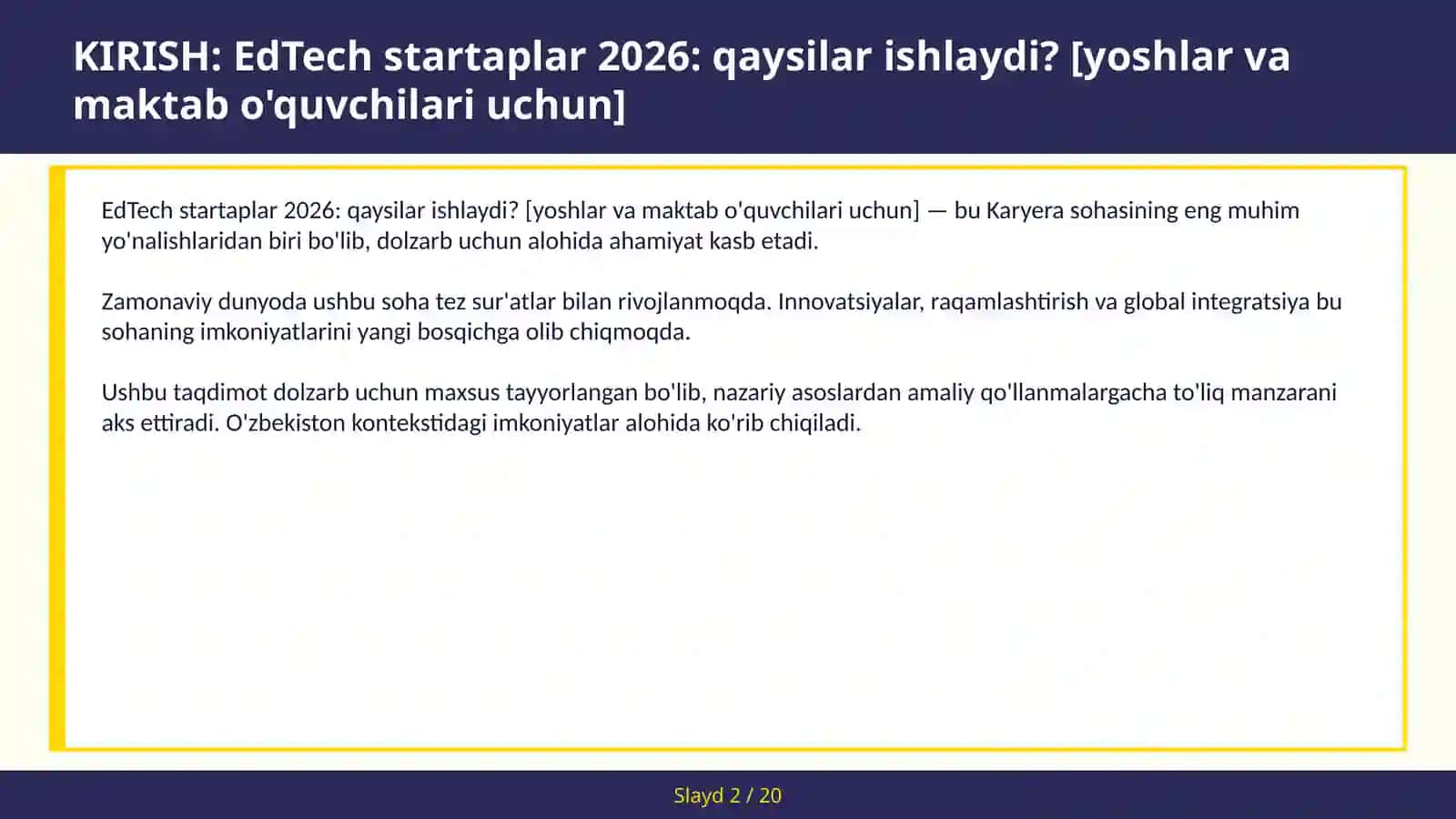 EdTech startaplar 2026: Qaysilar ishlaydi? [Yoshlar va maktab o'quvchilari uchun] 2
