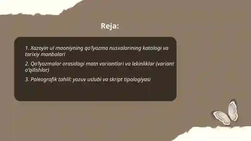 Xazoyin ul maoniyning qoʻlyozmasi va matniy xususiyatlari 2
