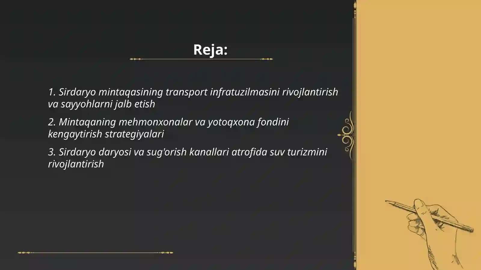 Sirdaryo mintaqasining sayyohlik salohiyatini oshirish 2
