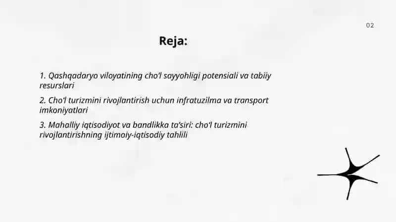 Oʻzbekistonda choʻl turizmini rivojlantirish imkoniyatlari (Qashqadaryo viloyati misolida) 2