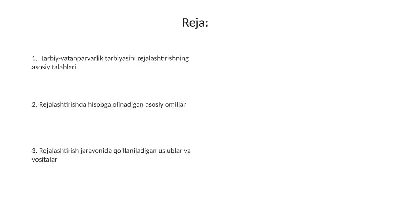 Harbiy-vatanparvarlik tarbiyasini rejalashtirishgaqo‘yilgan talablar 2