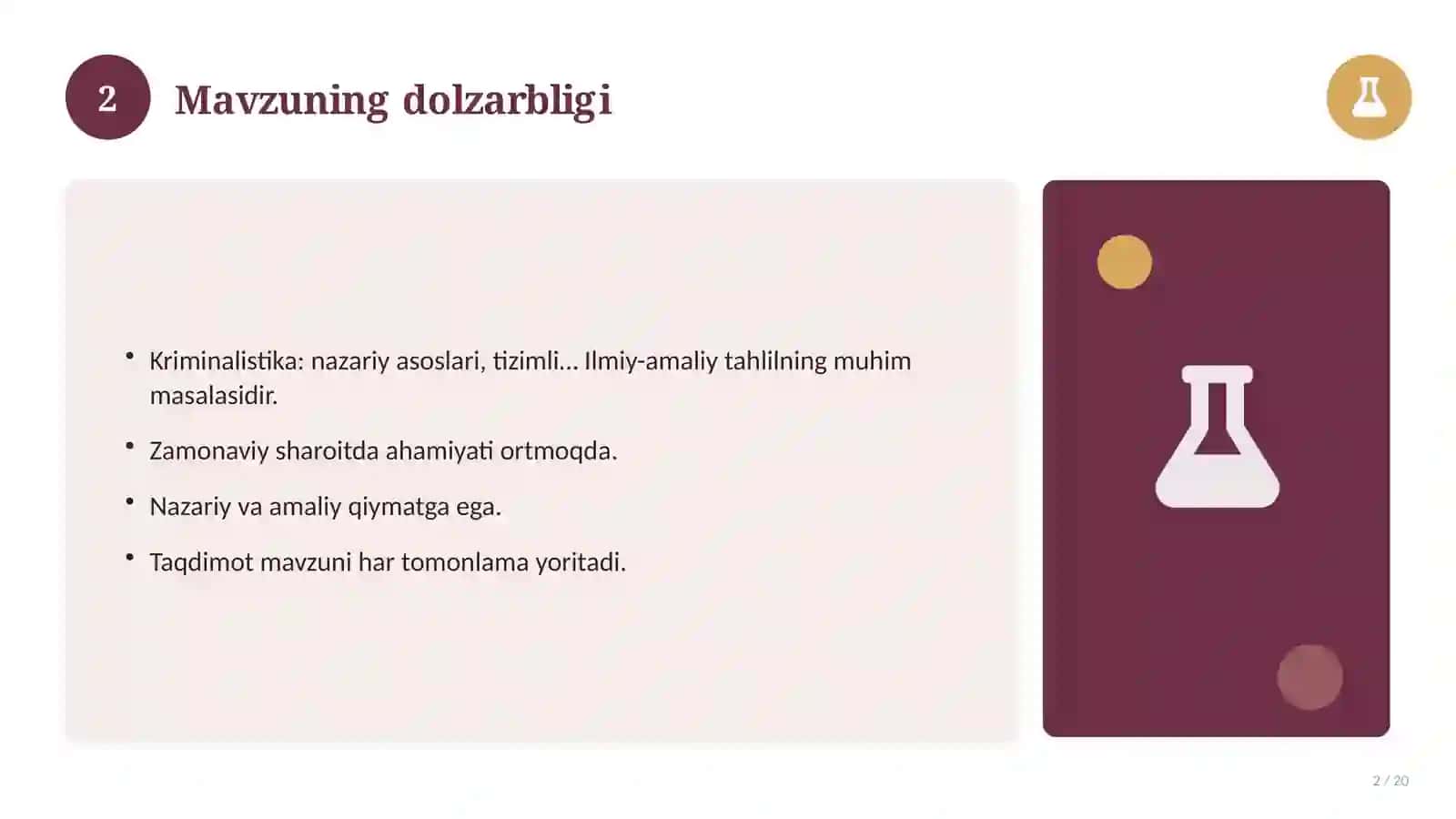 Kriminalistika: nazariy asoslari, tizimli yondashuvda (Magistrlik dissertatsiyasi mavzusi) 2