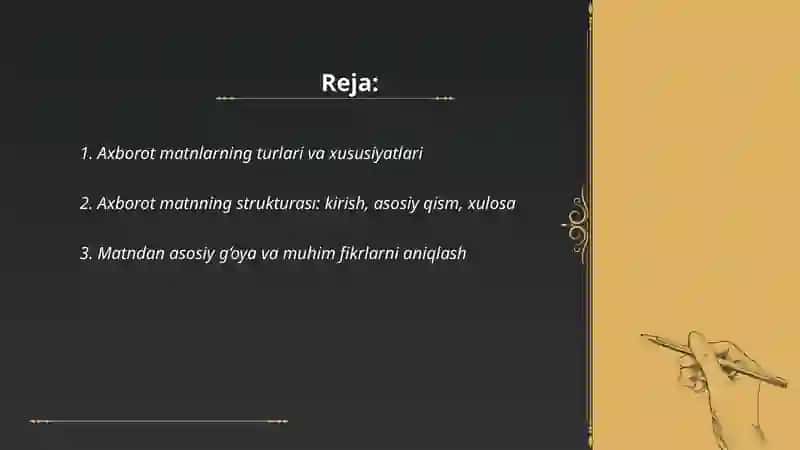 Axborot matnlar bilan ishlash va media madaniyati 2