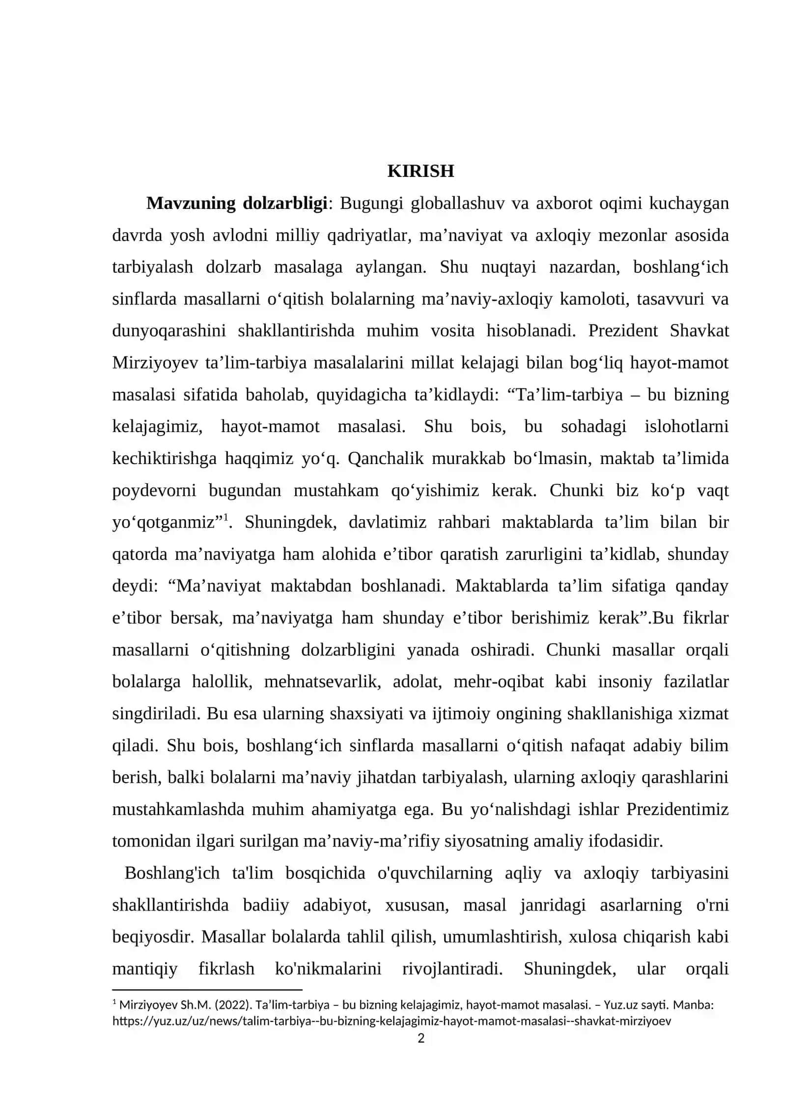 Masal janridagi asarlarni o'qitish metodikasi 2