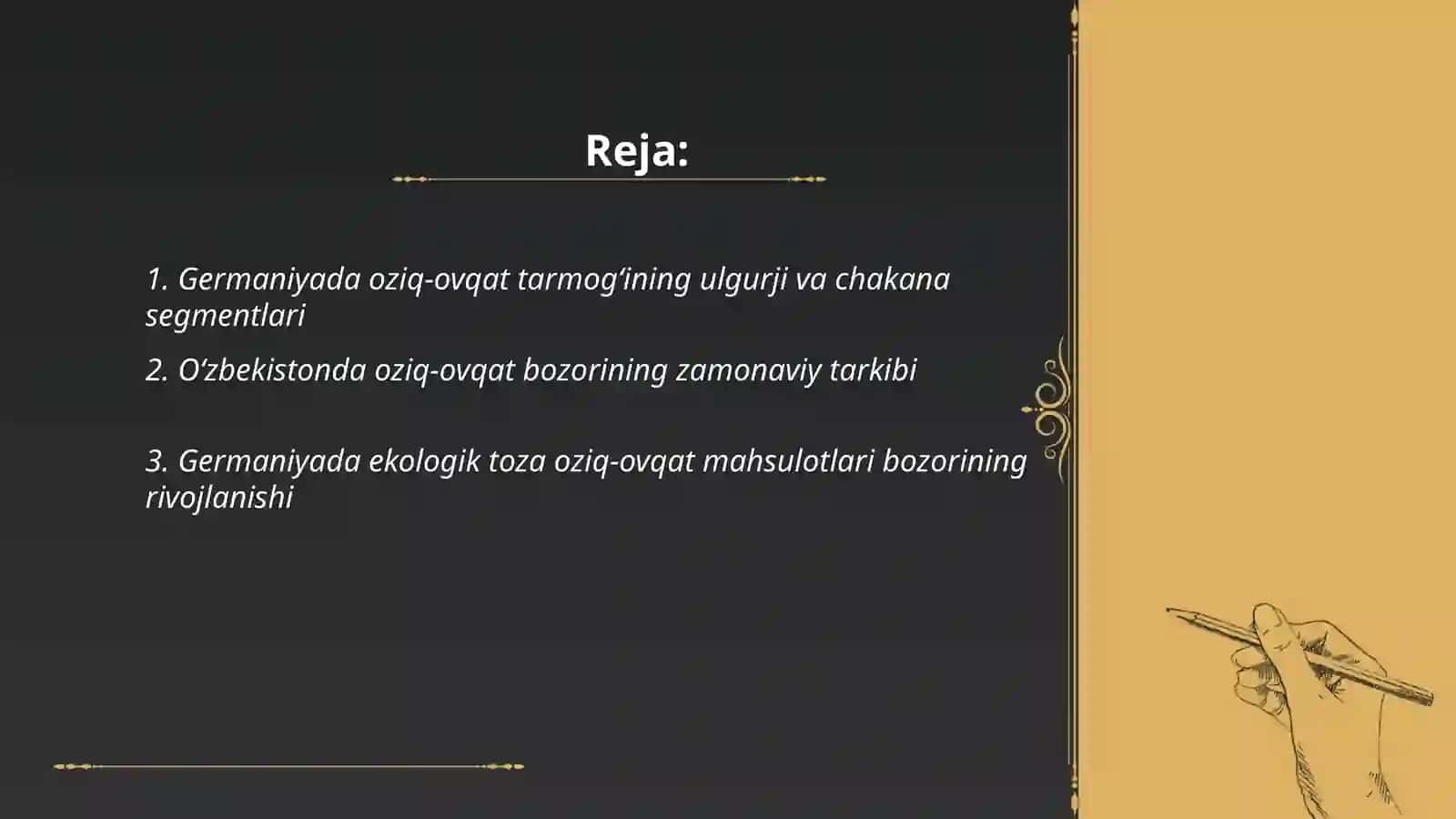 Oziq-ovqat mahsulotlari bozorining zamonaviy tarkibi va rivojlanish istiqbollari 2
