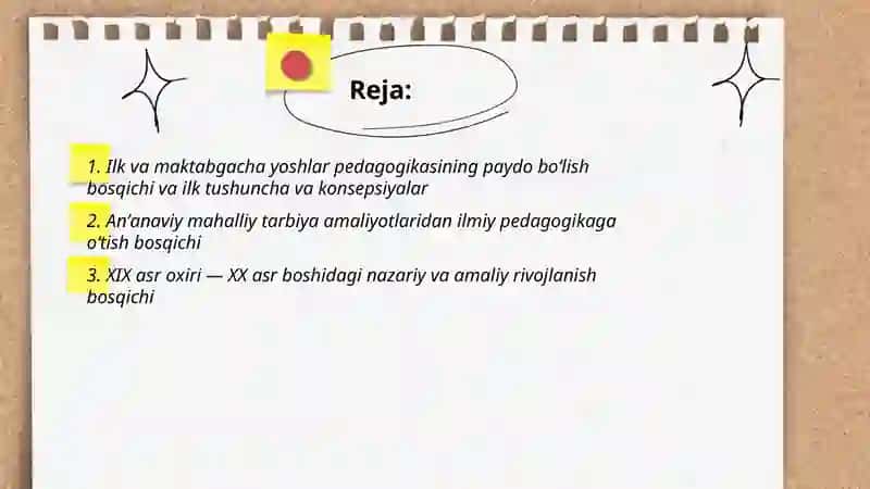 Ilk va maktabgacha yoshlar pedagogikasining fan sifatida rivojlanish bosqichlari 2