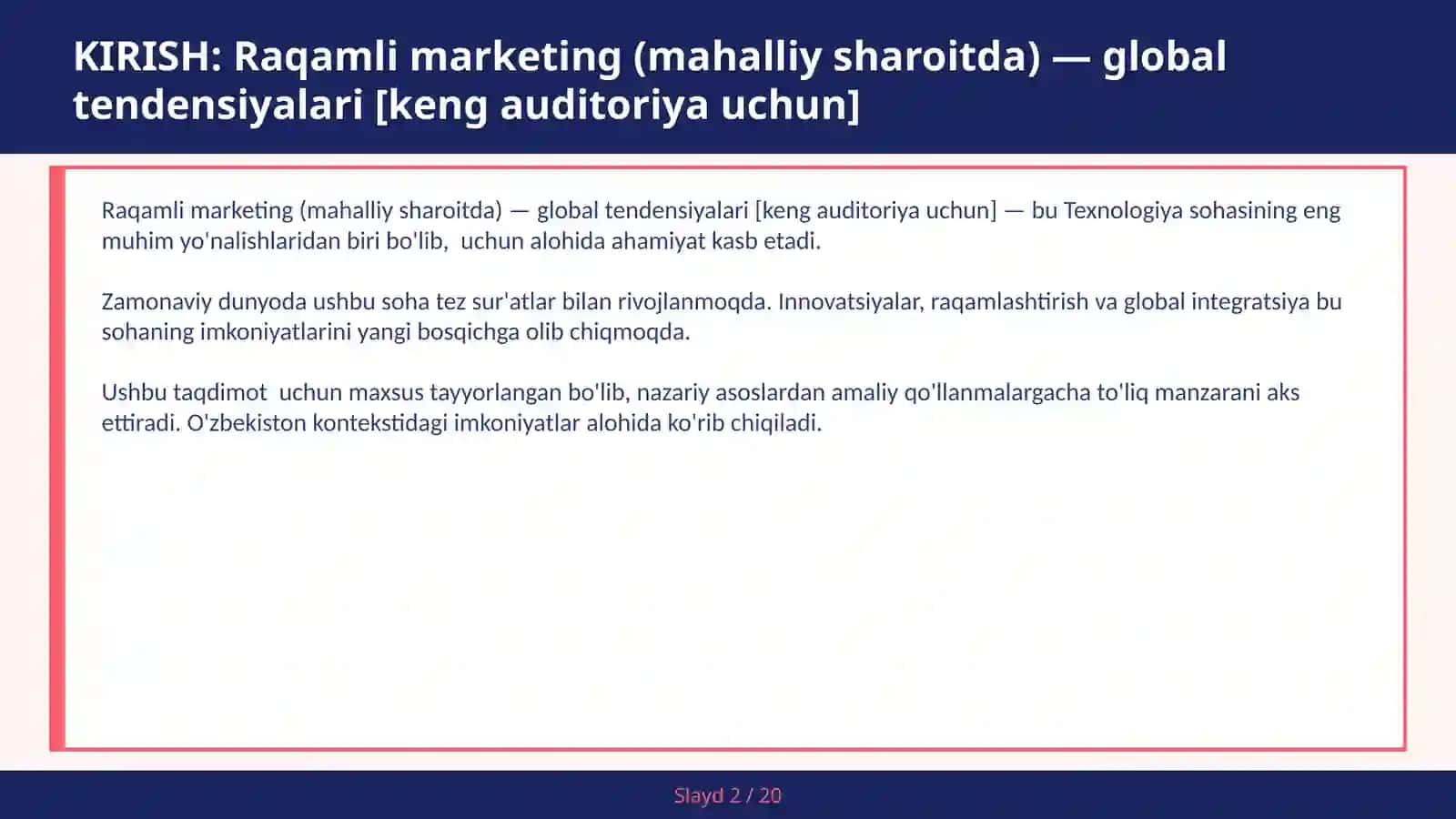 Raqamli marketing (mahalliy sharoitda) — global tendensiyalari [keng auditoriya uchun] 2