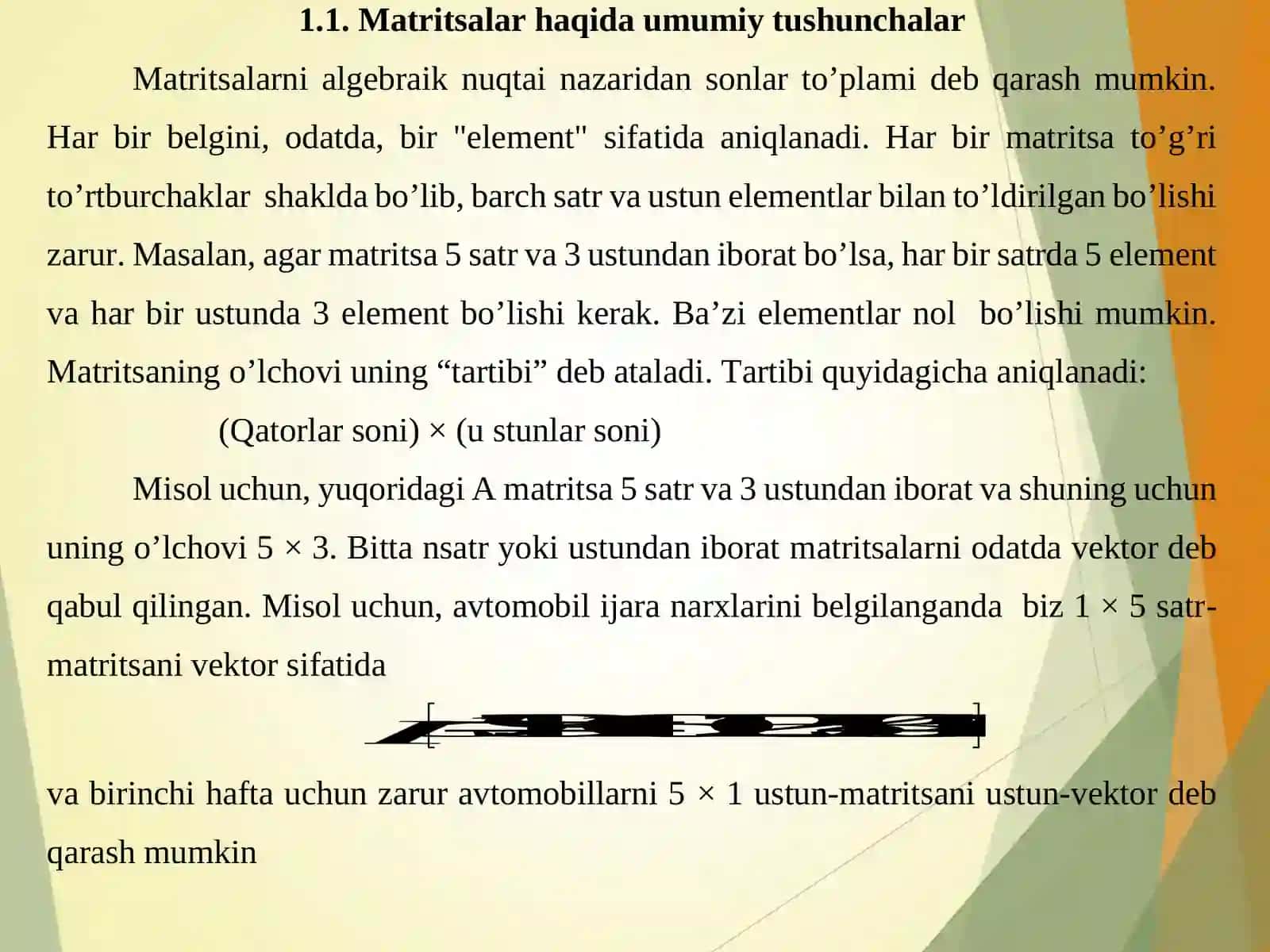 Matritsalar va Ulari Ustida Amallar 2