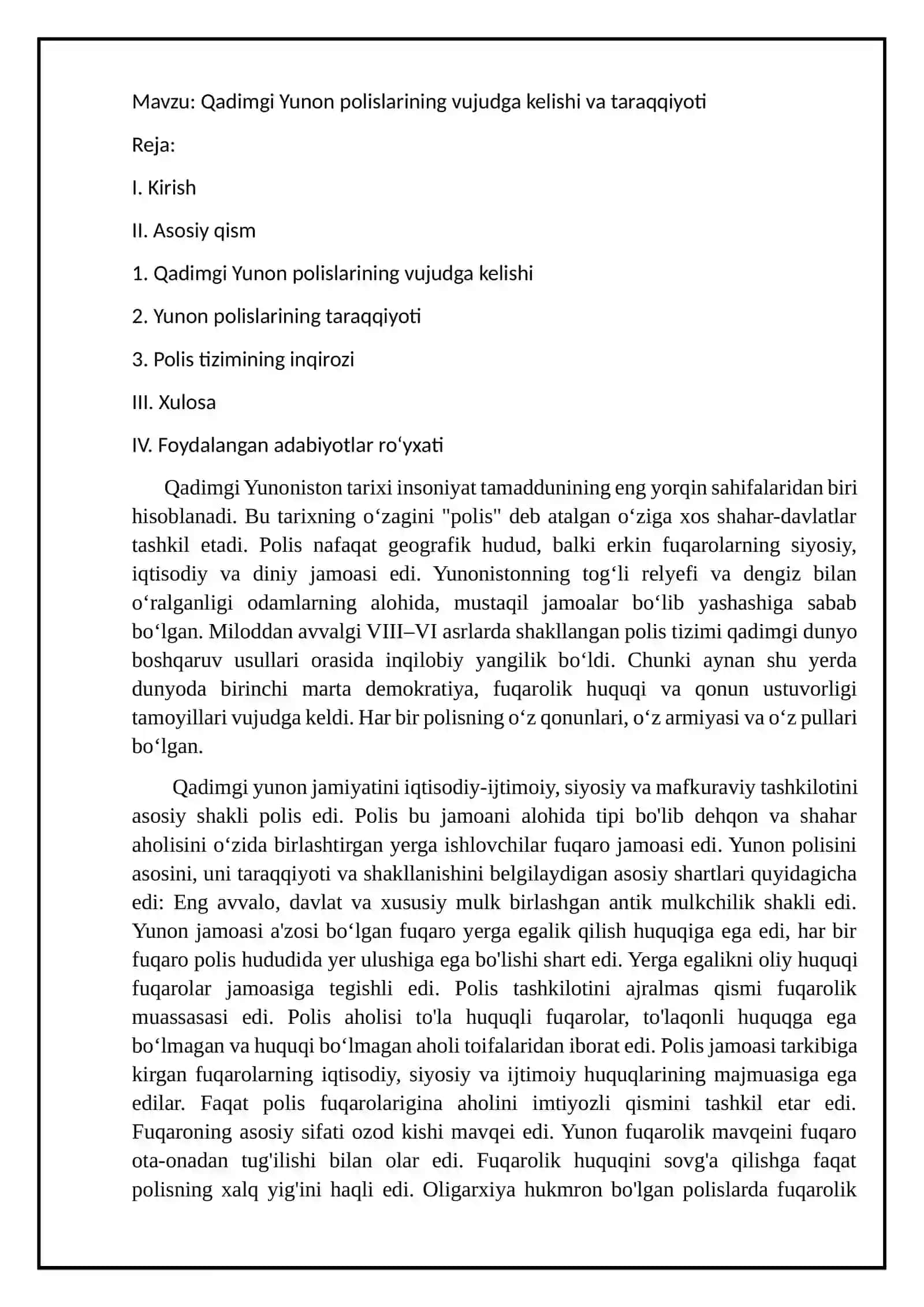 Qadimgi Yunon polislarining vujudga kelishi va taraqqiyoti 2