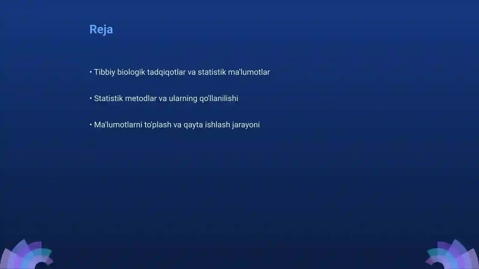 Tibbiy biologik tadqiqning statistik ma'lumotlar natijalarini qayta ishlash imkoniyati 2