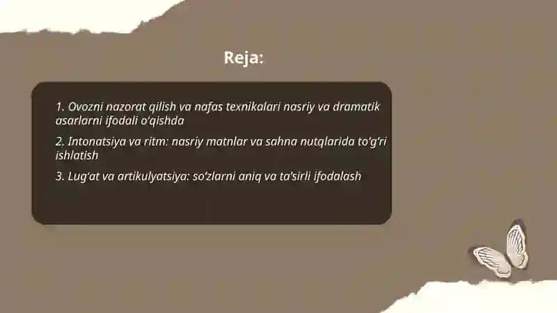 Nasriy va dramatik asarlarni ifodali oʻqish 2