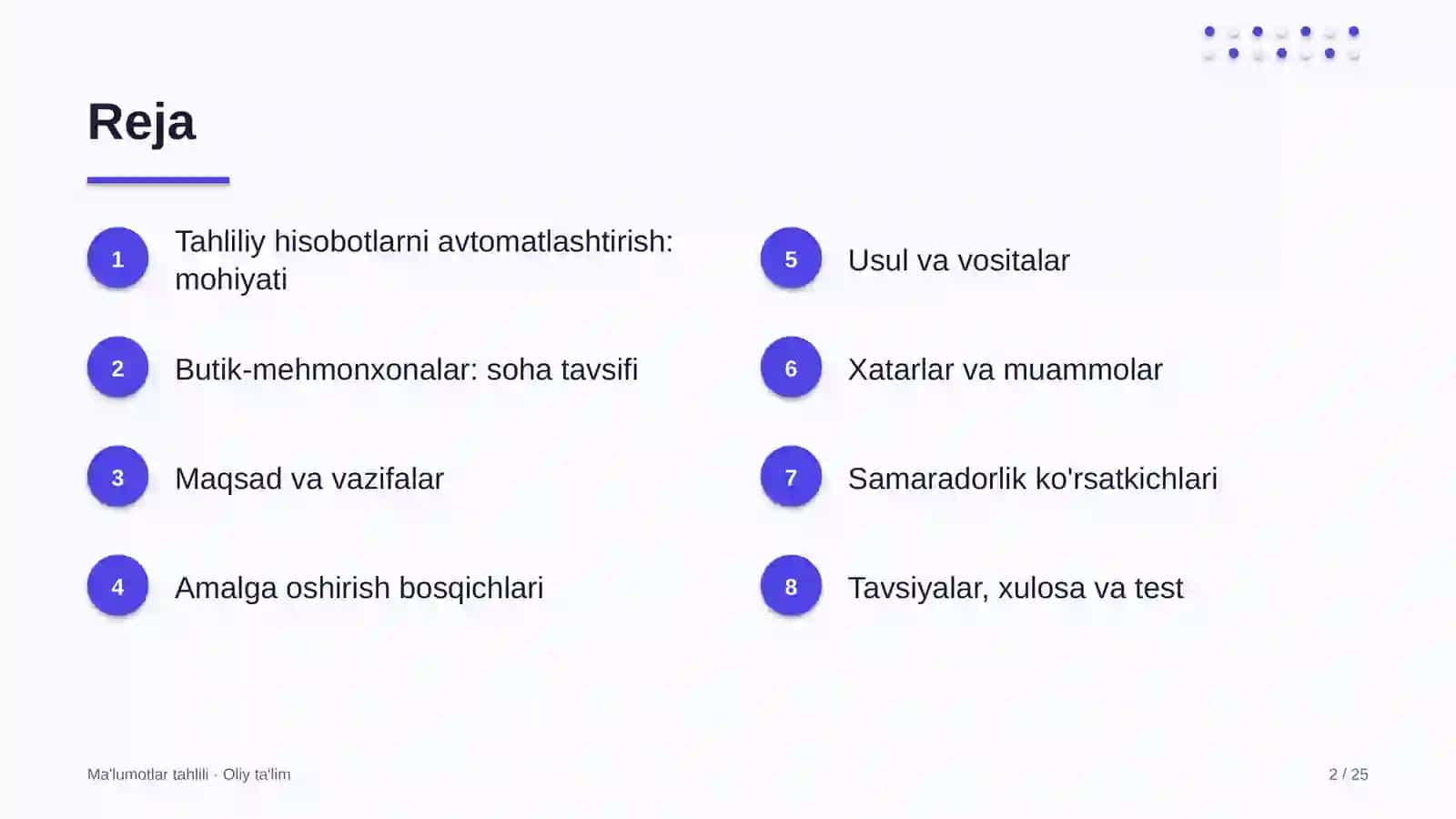 Butik-mehmonxonalarda tahliliy hisobotlarni avtomatlashtirish 2