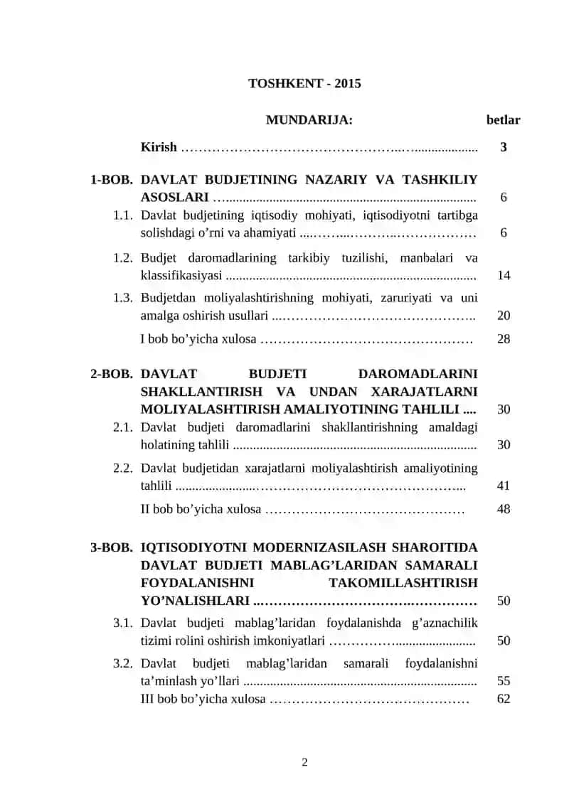 DAVLAT BUDJETINING NAZARIY VA TASHKILIY ASOSLARI 2