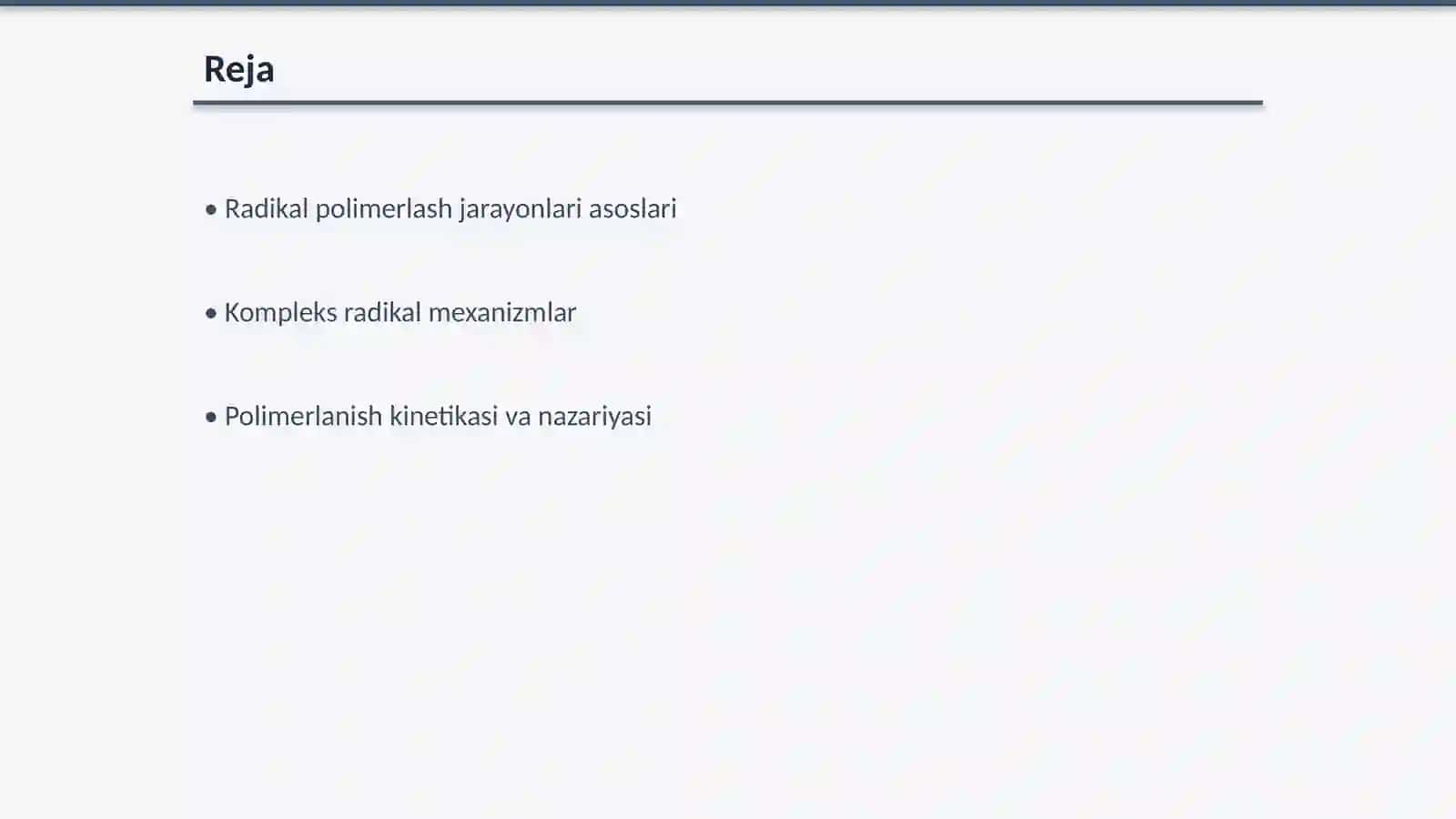 Kompleks radikal polimerlash reaksiyalari va kinetikasi 2