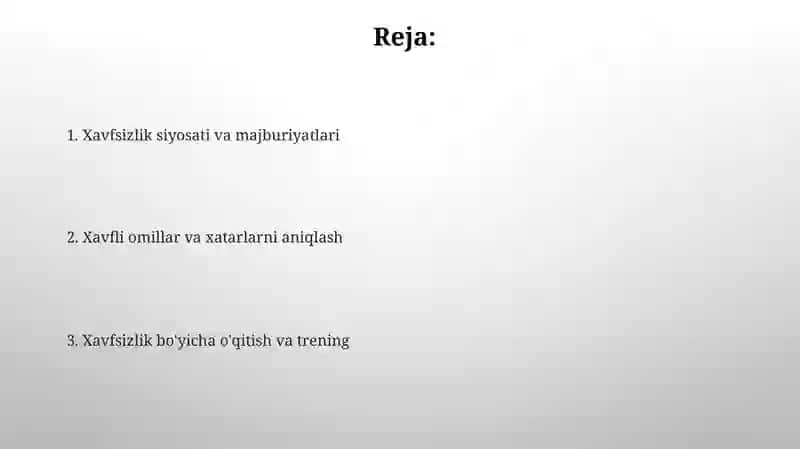 Xavfsizlik siyosati va majburiyatlari 2