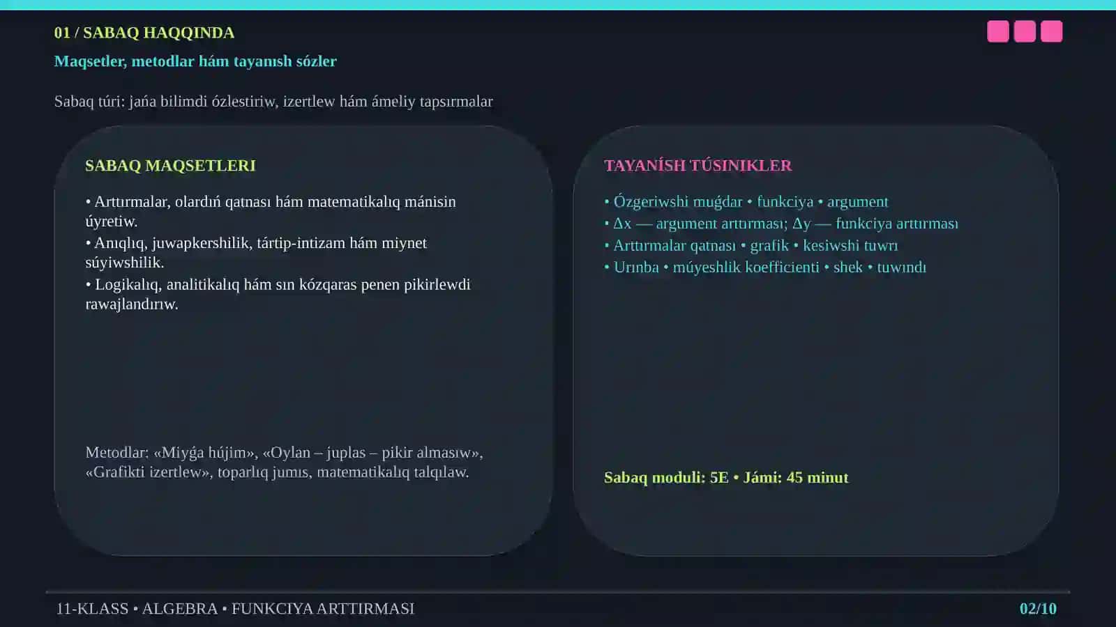 ÓZGERIWSHI MUǴDARLAR ARTTIRMALARÍNÍŃ QATNASÍ HÁM ONÍŃ MÁNISI 2