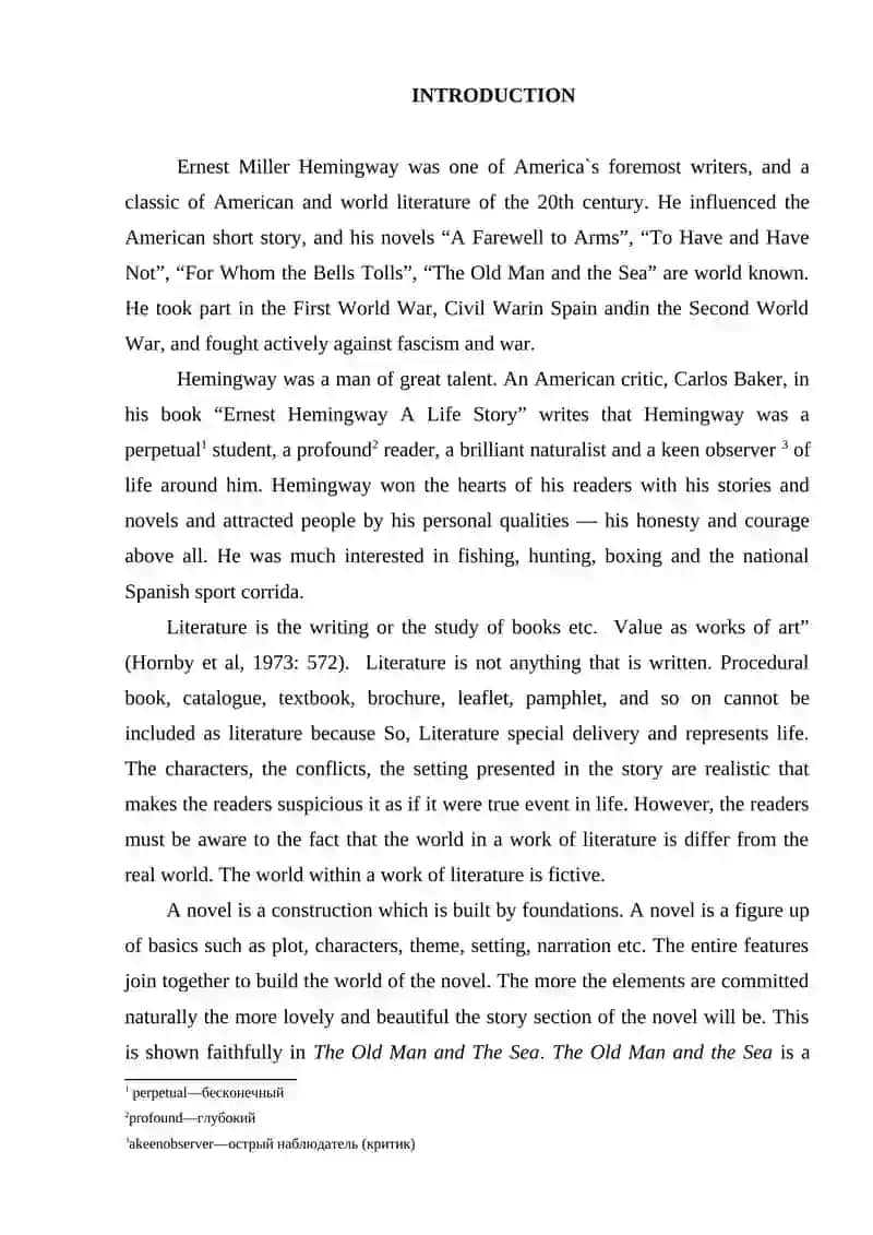 Heroism in Ernest Hemingway’s Novels 2