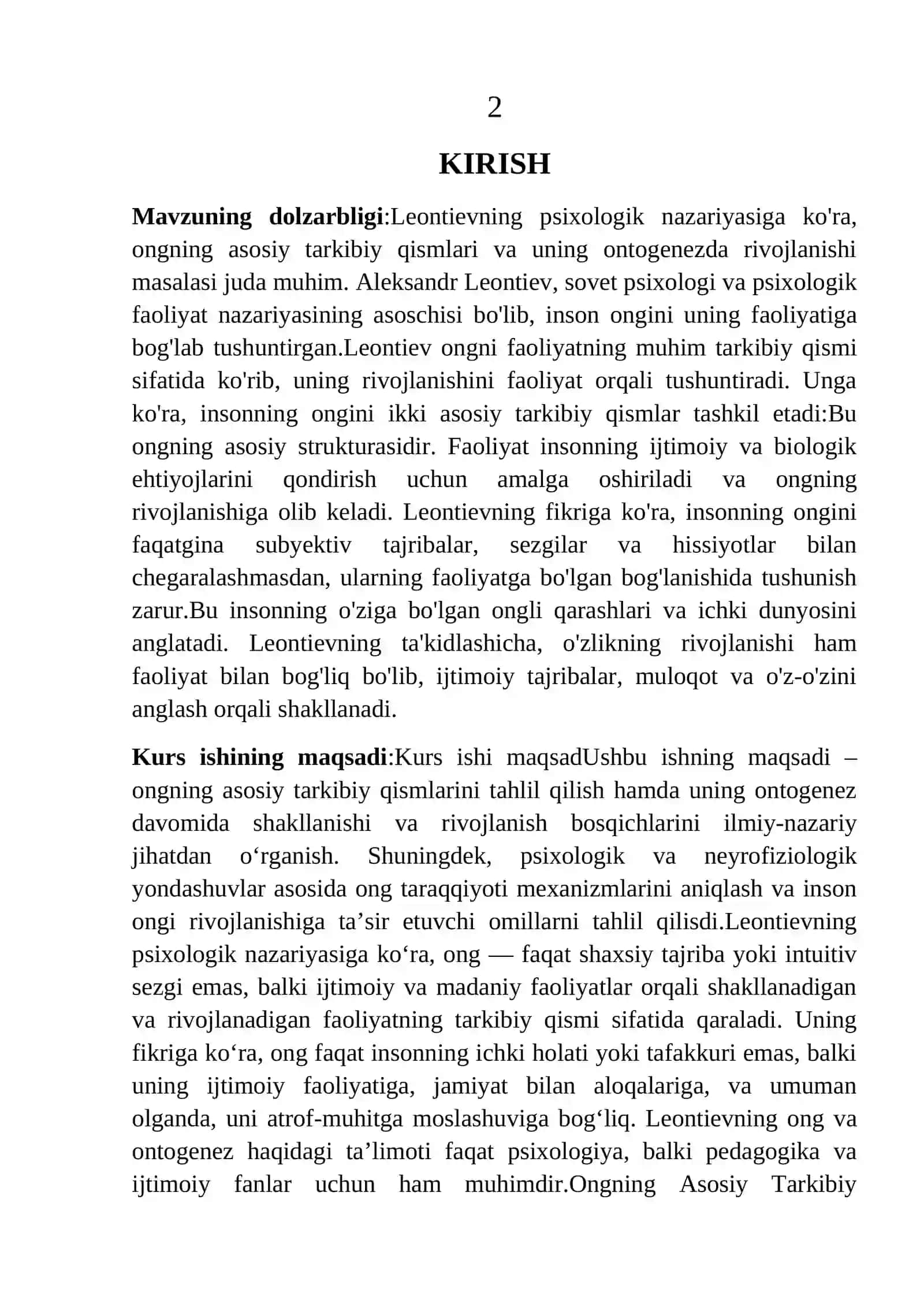 Ongning asosiy tarkibiy qisimlari va uning ontogenezda rivojlanishi 2
