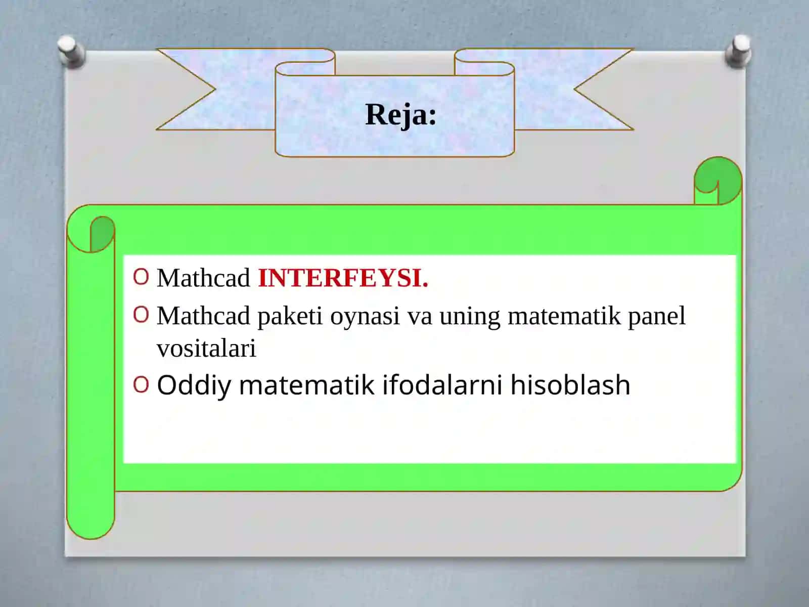 MathCaddasturining umumiy ko'rinishi 2