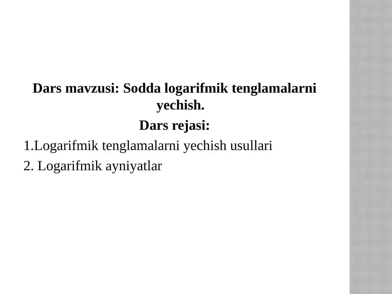 Sodda logarifmik tenglamalarniyechish 2