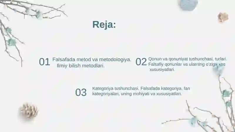 Falsafaning Metod, Qonun va Kategoriyalari 2