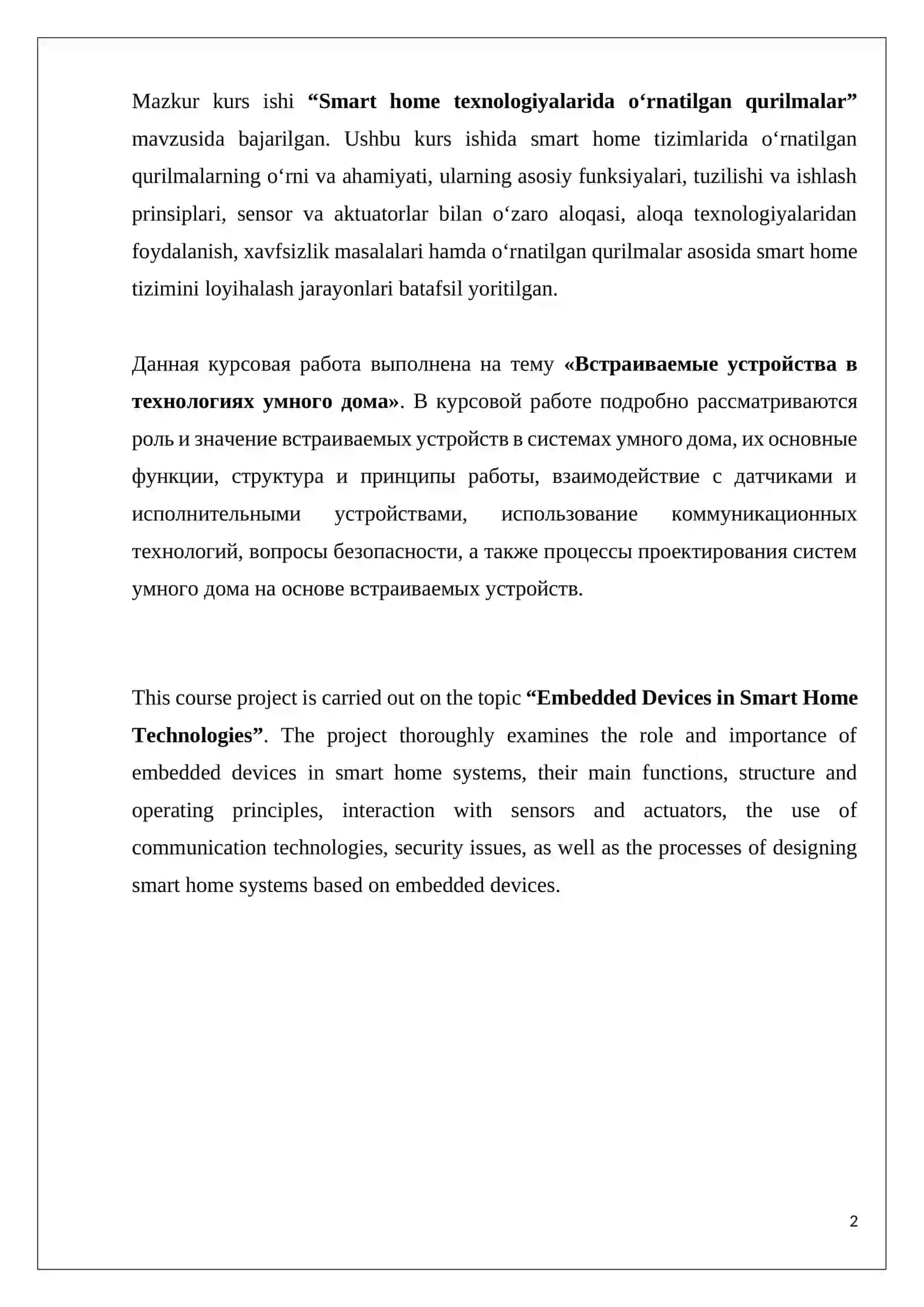 Smart home texnologiyalarida o‘rnatilgan qurilmalar 2