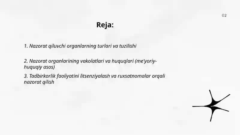Nazorat qiluvchi organlar va ularning vakolatlari(tadbirkorlik faoliyati) 2