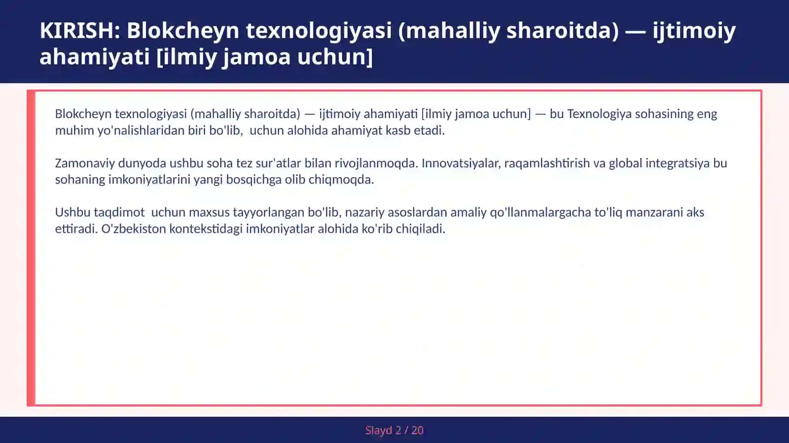 Blokcheуn texnologiyasi (mahalliy sharoitda) — ijtimoiy ahamiyati [ilmiy jamoa uchun] 2