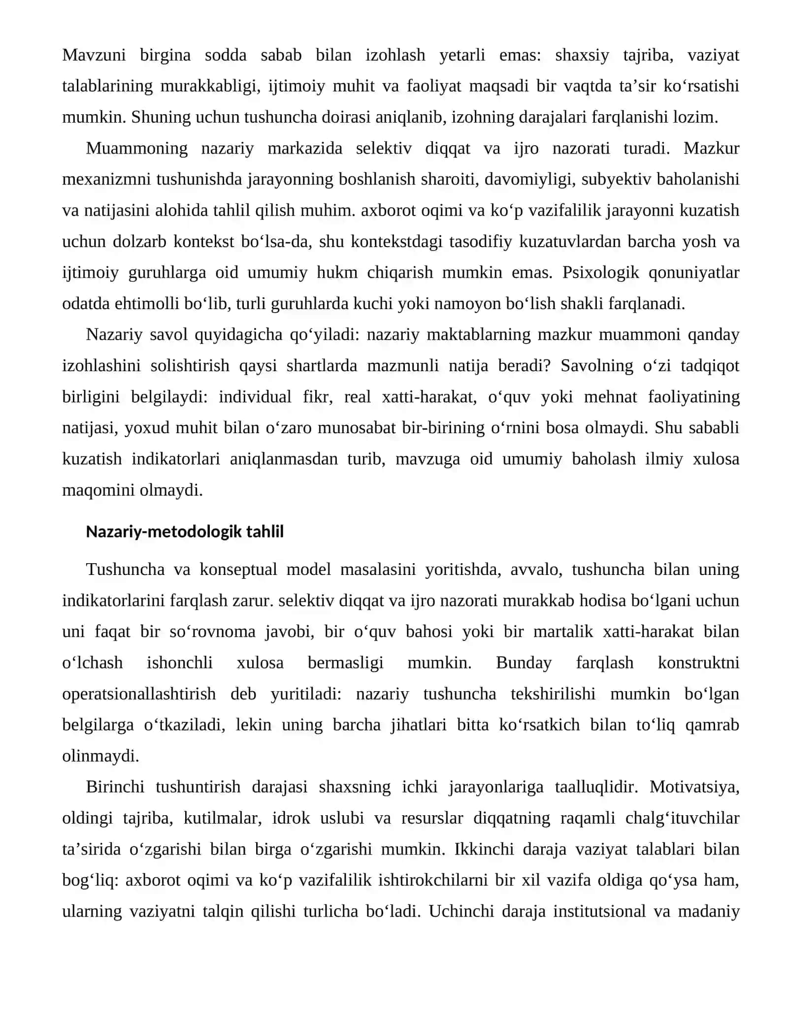 DIQQATNING RAQAMLI CHALG‘ITUVCHILAR TA’SIRIDA O‘ZGARISHI — NAZARIY ASOSLARI 2